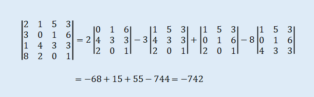 4×4の行列式の余因子展開